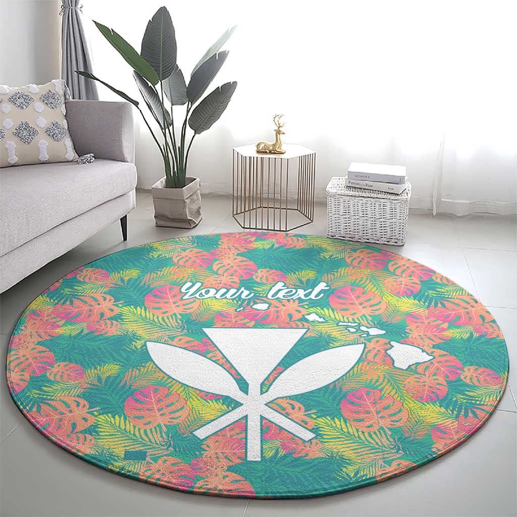 Seamless Hawaiian Quilt Pattern Round Carpet Hawaii Culture Palm Leaf Tropical - Polynesian Pride