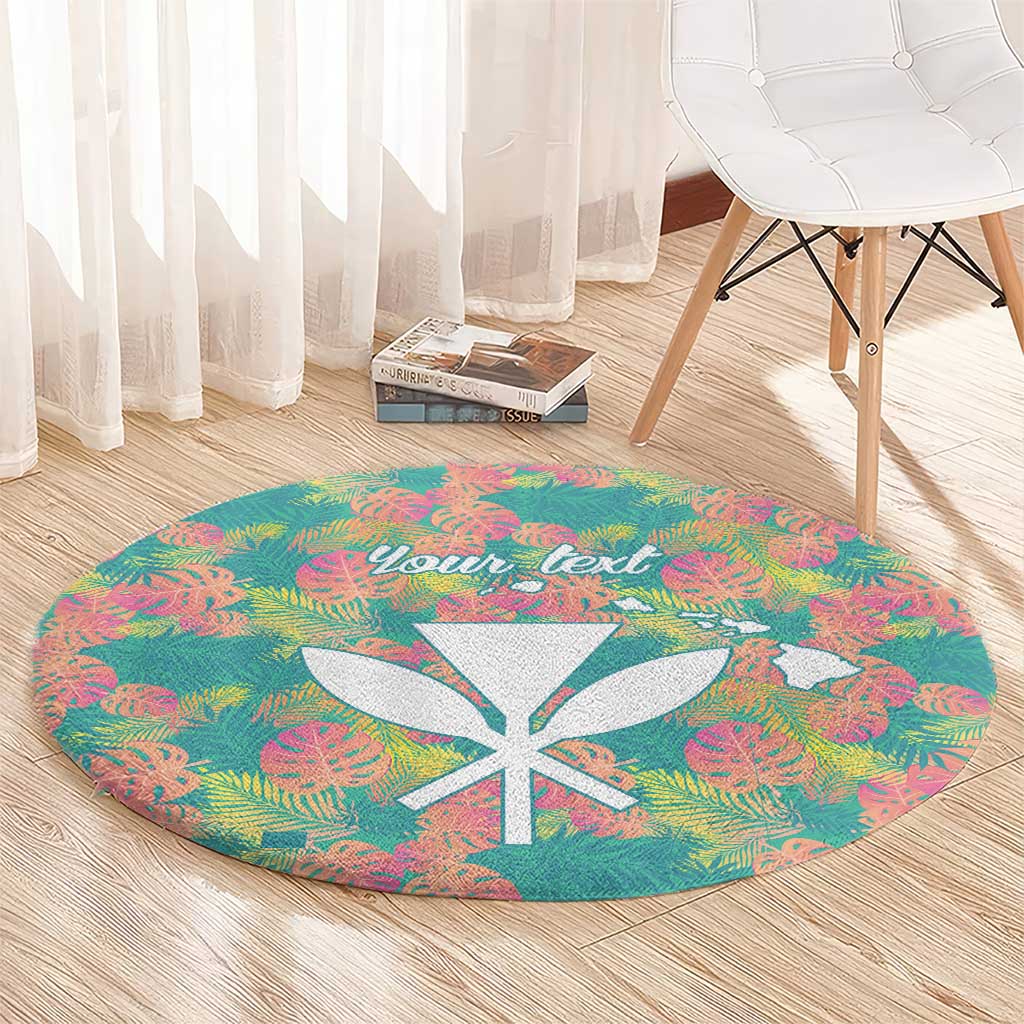 Seamless Hawaiian Quilt Pattern Round Carpet Hawaii Culture Palm Leaf Tropical - Polynesian Pride