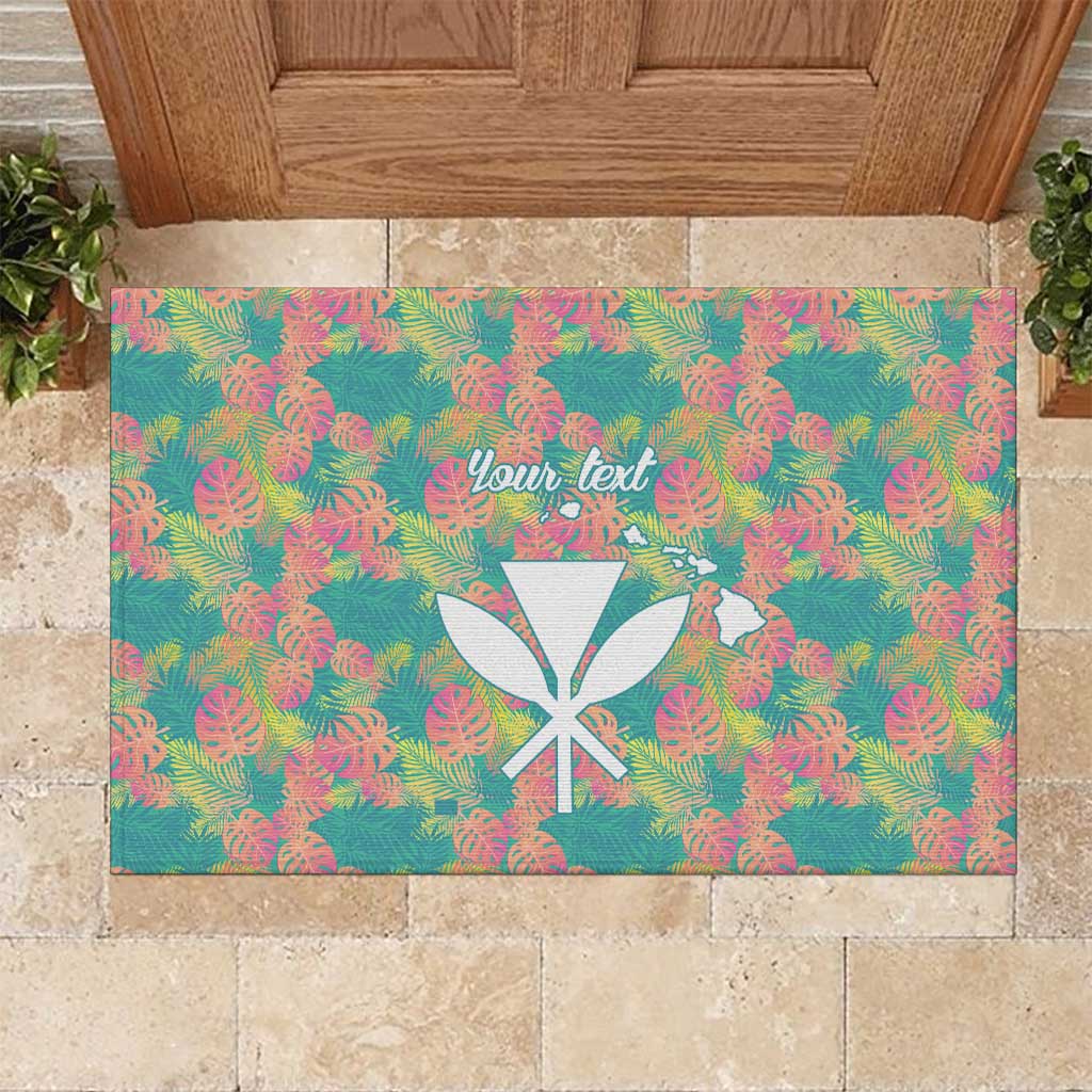 Seamless Hawaiian Quilt Pattern Rubber Doormat Hawaii Culture Palm Leaf Tropical - Polynesian Pride