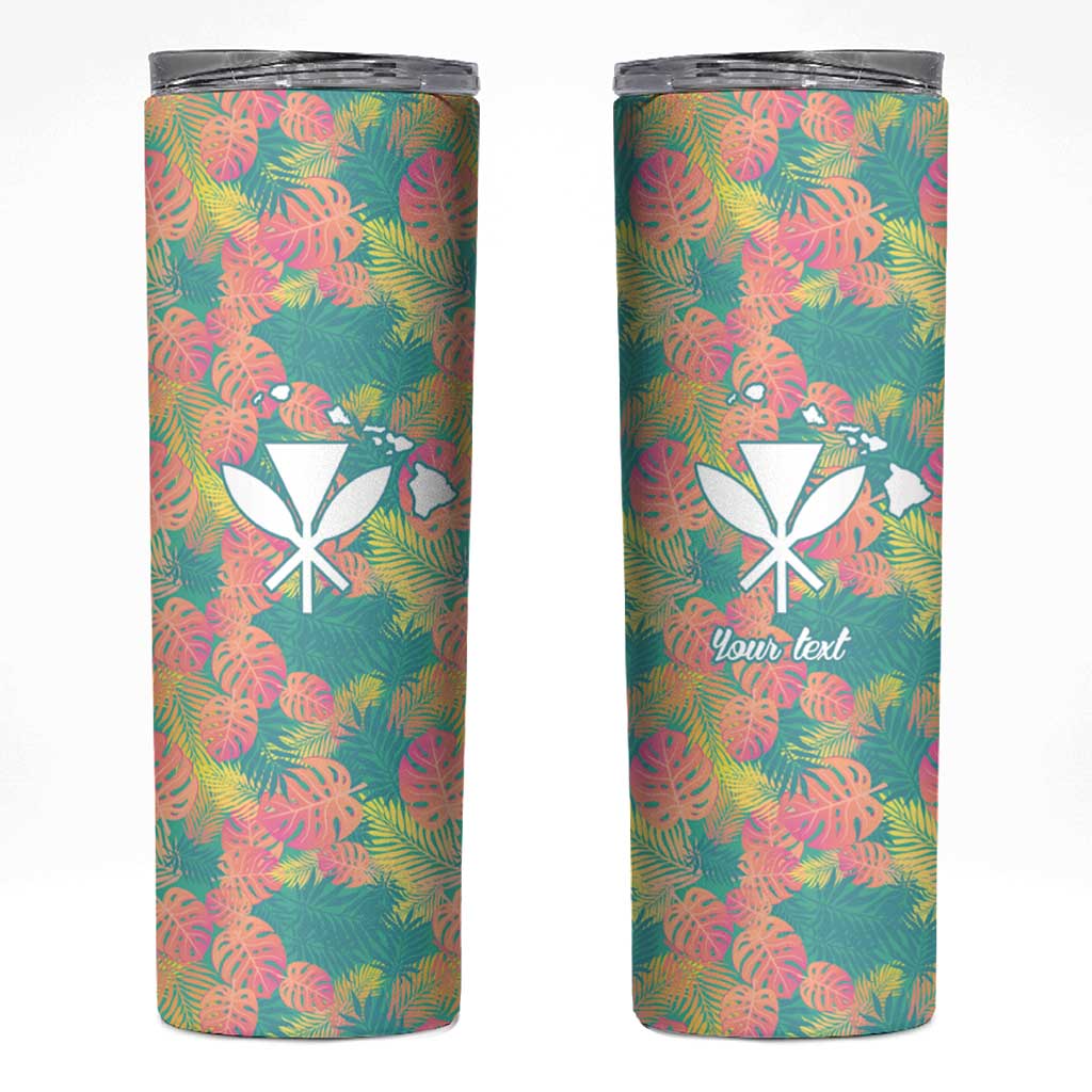 Seamless Hawaiian Quilt Pattern Skinny Tumbler Hawaii Culture Palm Leaf Tropical - Polynesian Pride