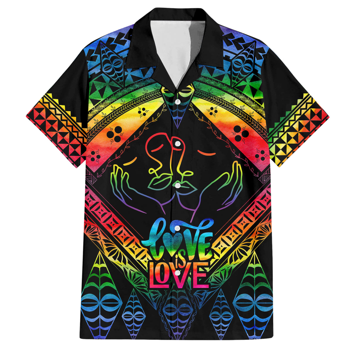 tonga-lgbt-hawaiian-shirt-love-is-love-ngatu-rainbow-water-color