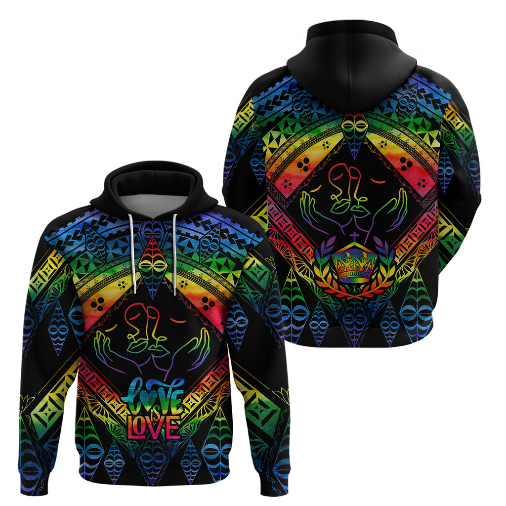 Tonga LGBT Hoodie Love Is Love Ngatu Rainbow Water Color LT9 - Polynesian Pride