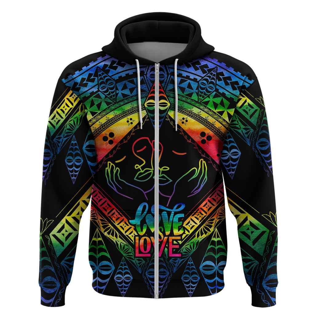 Tonga LGBT Hoodie Love Is Love Ngatu Rainbow Water Color LT9 - Polynesian Pride