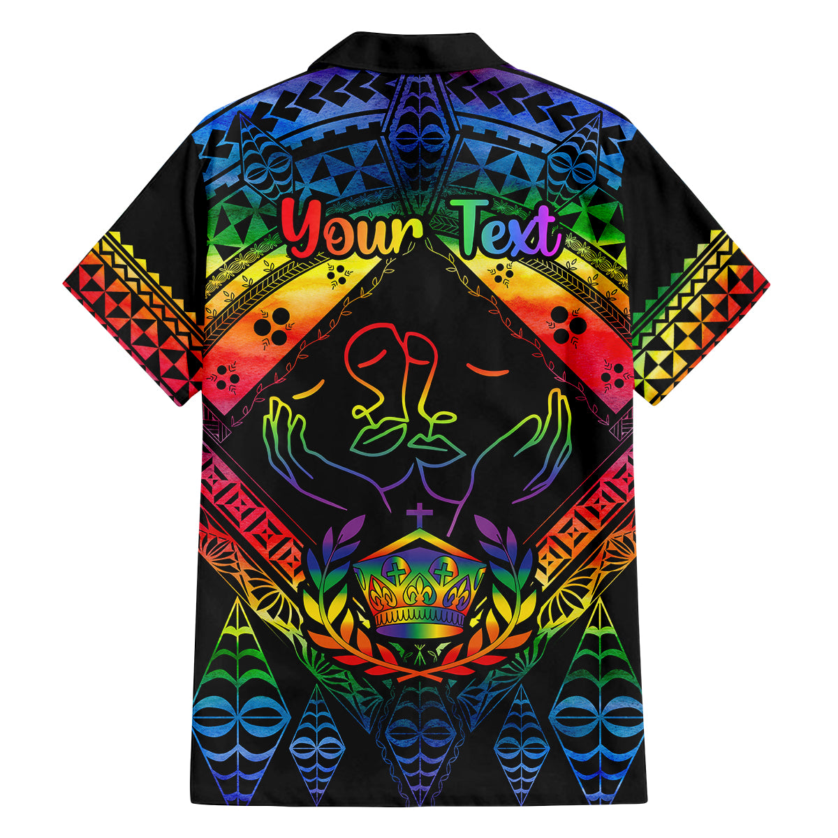 Personalised Tonga LGBT Family Matching Off Shoulder Maxi Dress and Hawaiian Shirt Love Is Love Ngatu Rainbow Water Color LT9 - Polynesian Pride
