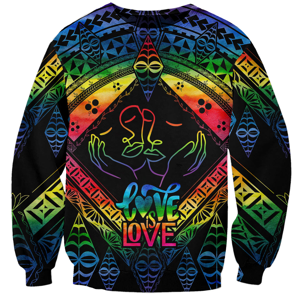 personalised-tonga-lgbt-sweatshirt-love-is-love-ngatu-rainbow-water-color
