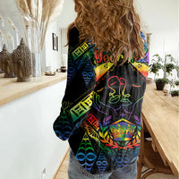 Personalised Tonga LGBT Women Casual Shirt Love Is Love Ngatu Rainbow Water Color LT9 - Polynesian Pride