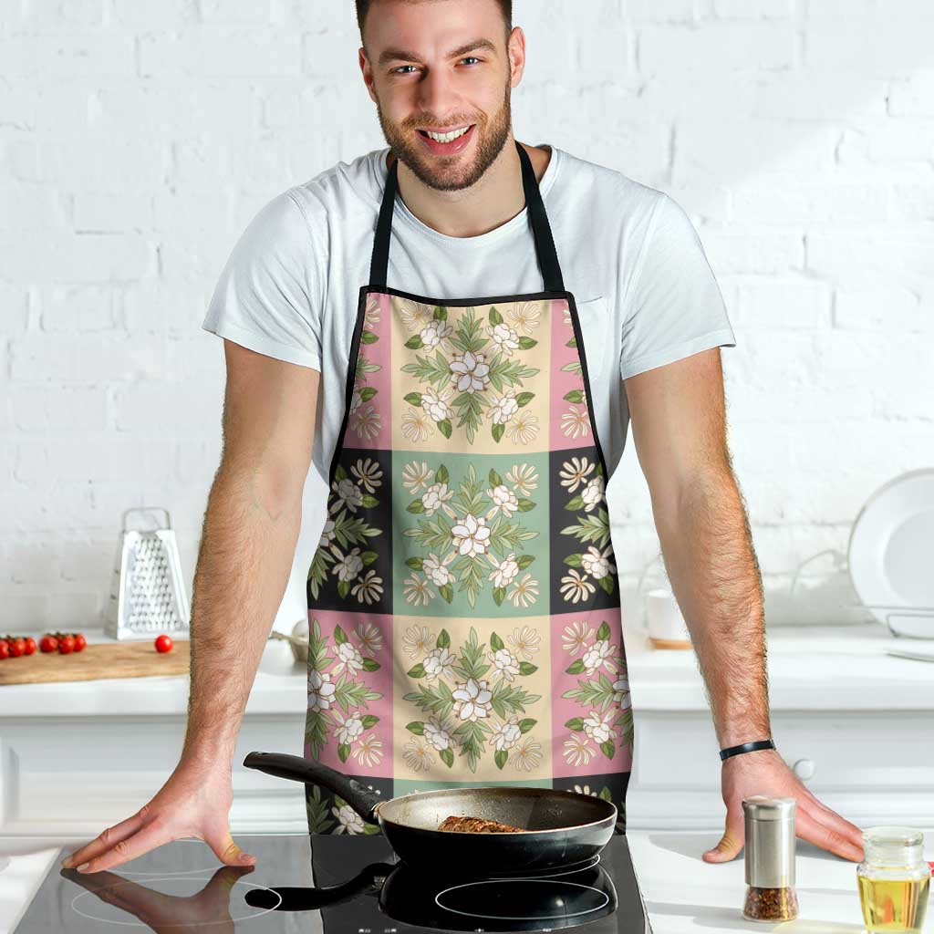 Seamless Pattern Maile and Pikake Lei Apron Squares Maile Leaf - Polynesian Pride