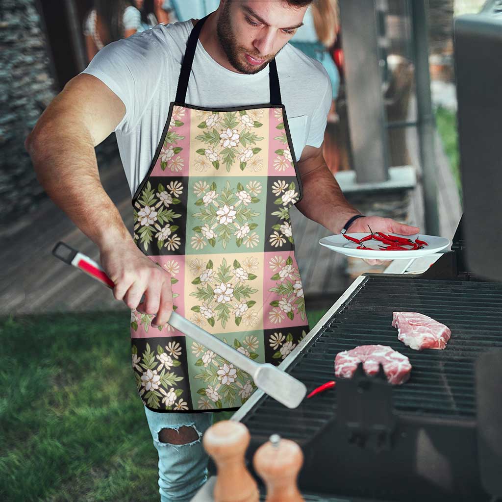 Seamless Pattern Maile and Pikake Lei Apron Squares Maile Leaf - Polynesian Pride