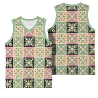 Seamless Pattern Maile and Pikake Lei Basketball Jersey Squares Maile Leaf LT9 - Polynesian Pride