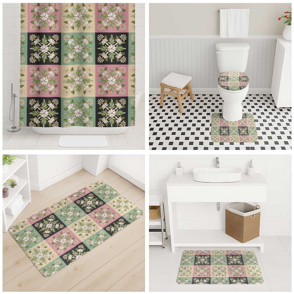 Seamless Pattern Maile and Pikake Lei Bathroom Set Squares Maile Leaf - Polynesian Pride