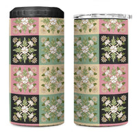 Seamless Pattern Maile and Pikake Lei 4 in 1 Can Cooler Tumbler Squares Maile Leaf - Polynesian Pride