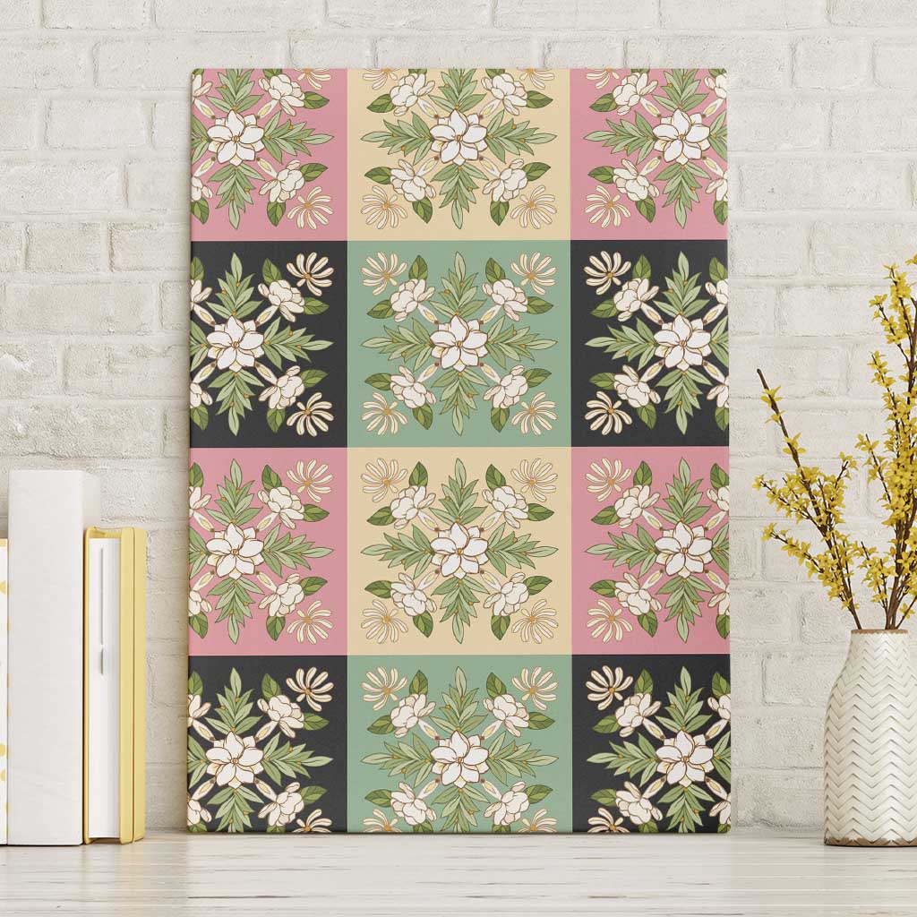 Seamless Pattern Maile and Pikake Lei Canvas Wall Art Squares Maile Leaf - Polynesian Pride