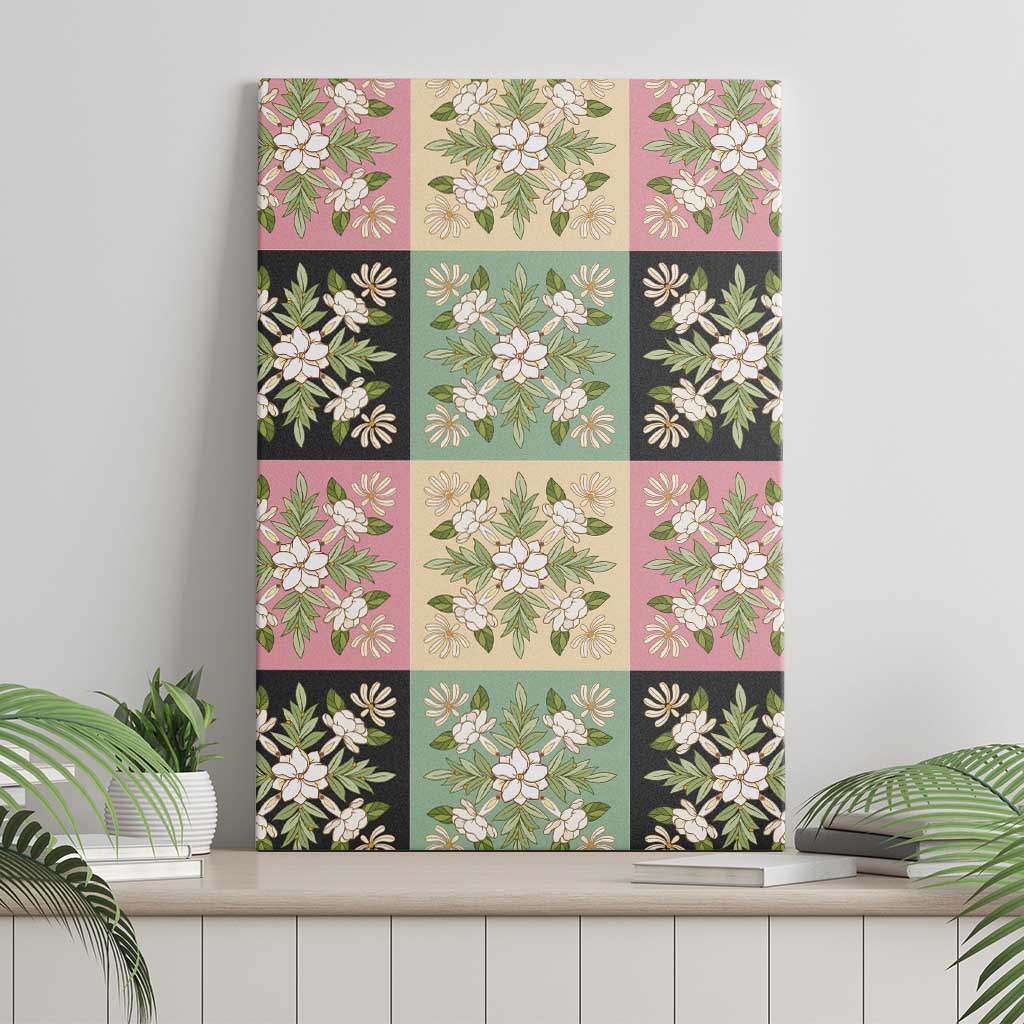 Seamless Pattern Maile and Pikake Lei Canvas Wall Art Squares Maile Leaf - Polynesian Pride