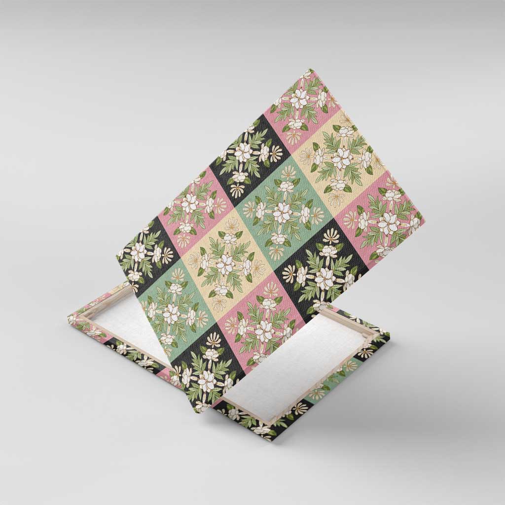 Seamless Pattern Maile and Pikake Lei Canvas Wall Art Squares Maile Leaf - Polynesian Pride