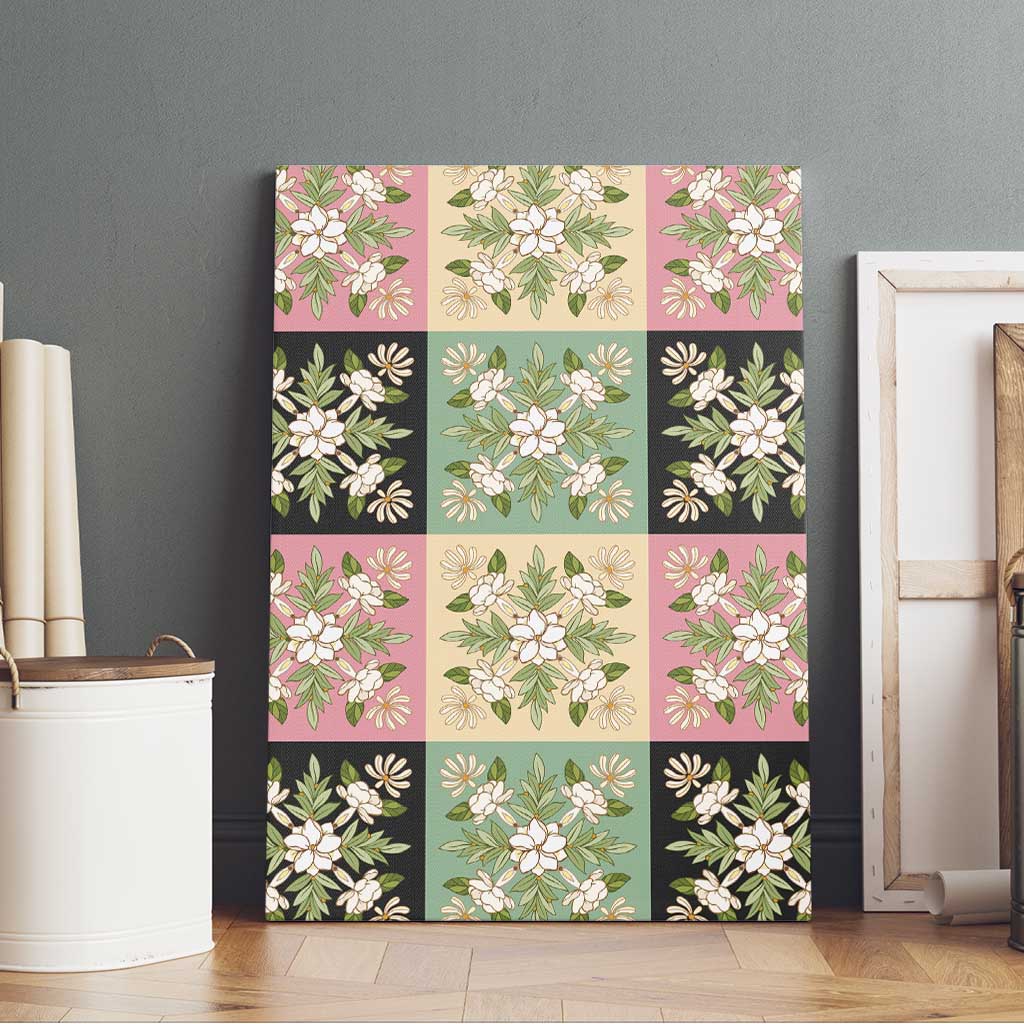 Seamless Pattern Maile and Pikake Lei Canvas Wall Art Squares Maile Leaf - Polynesian Pride