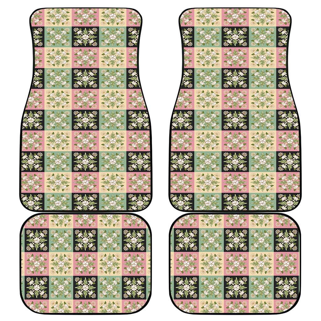 Seamless Pattern Maile and Pikake Lei Car Mats Squares Maile Leaf LT9 - Polynesian Pride