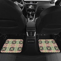 Seamless Pattern Maile and Pikake Lei Car Mats Squares Maile Leaf LT9 Set 2pcs - Back Green - Polynesian Pride