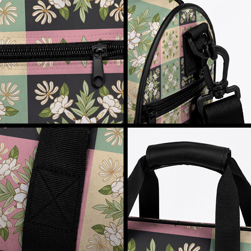 Seamless Pattern Maile and Pikake Lei Duffle Bag Squares Maile Leaf LT9 - Polynesian Pride
