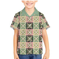 Seamless Pattern Maile and Pikake Lei Family Matching Mermaid Dress and Hawaiian Shirt Squares Maile Leaf - Polynesian Pride