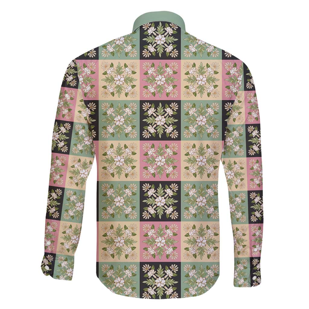 Seamless Pattern Maile and Pikake Lei Family Matching Off Shoulder Short Dress and Hawaiian Shirt Squares Maile Leaf - Polynesian Pride