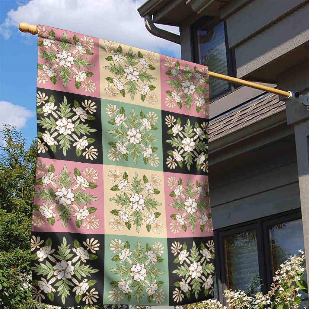 Seamless Pattern Maile and Pikake Lei Garden Flag Squares Maile Leaf LT9 - Polynesian Pride