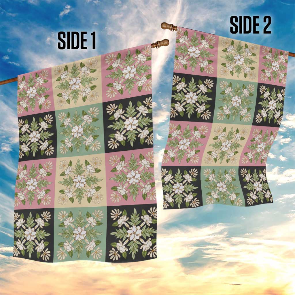 Seamless Pattern Maile and Pikake Lei Garden Flag Squares Maile Leaf LT9 - Polynesian Pride