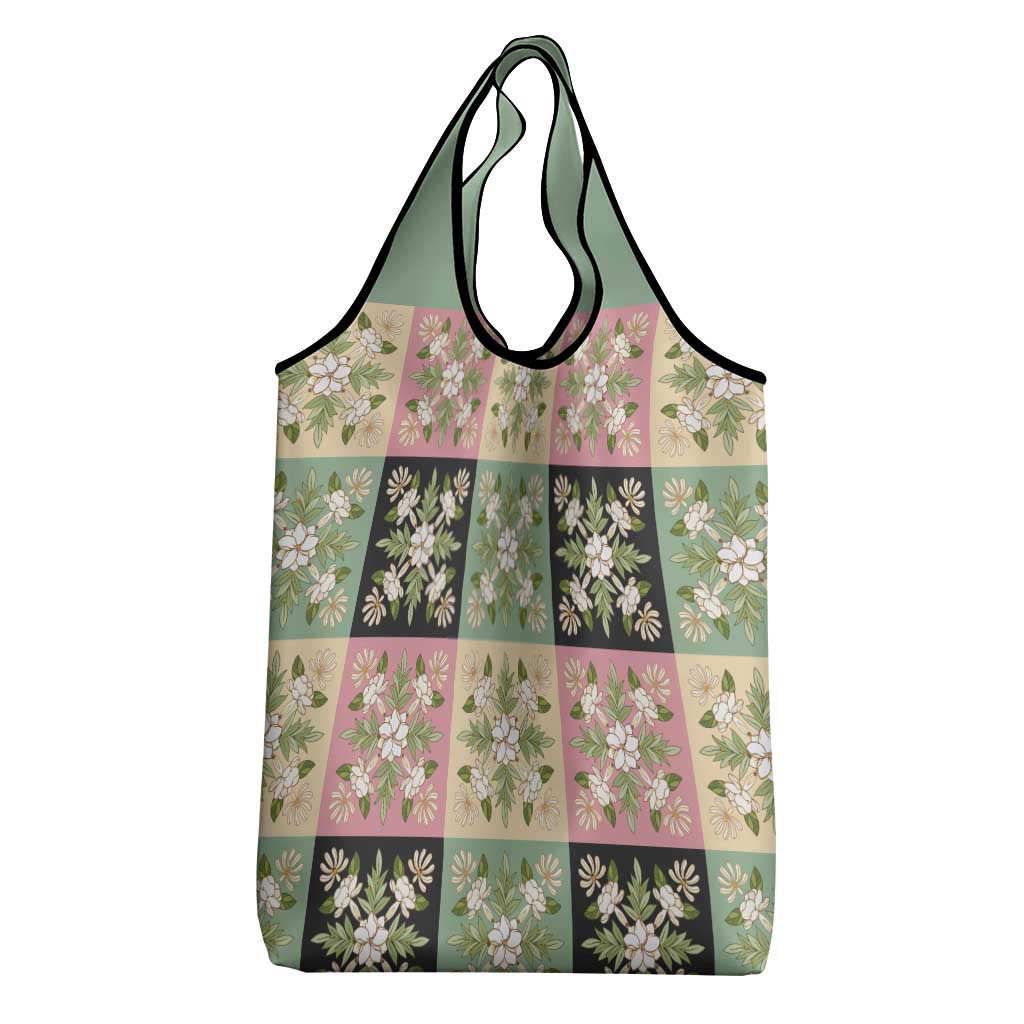 Seamless Pattern Maile and Pikake Lei Grocery Bag Squares Maile Leaf - Polynesian Pride