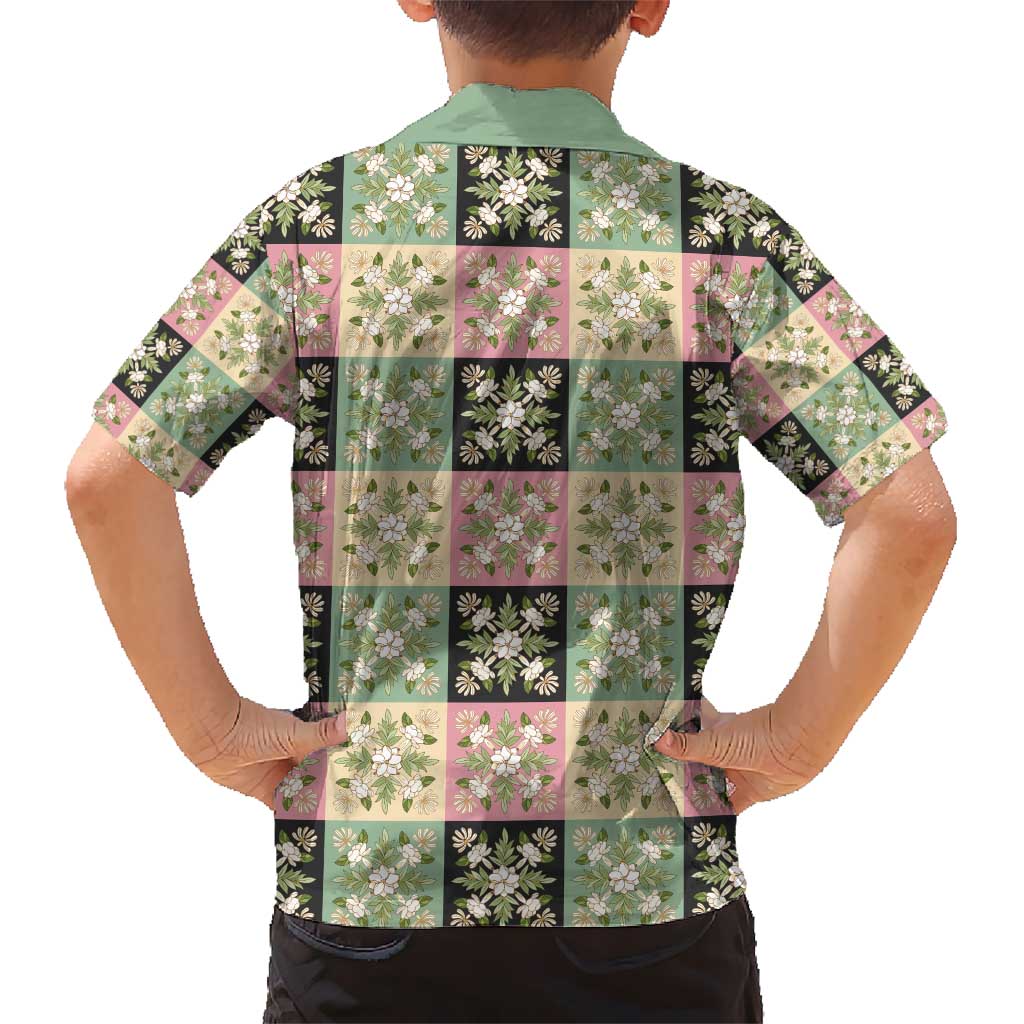 Seamless Pattern Maile and Pikake Lei Hawaiian Shirt Squares Maile Leaf - Polynesian Pride