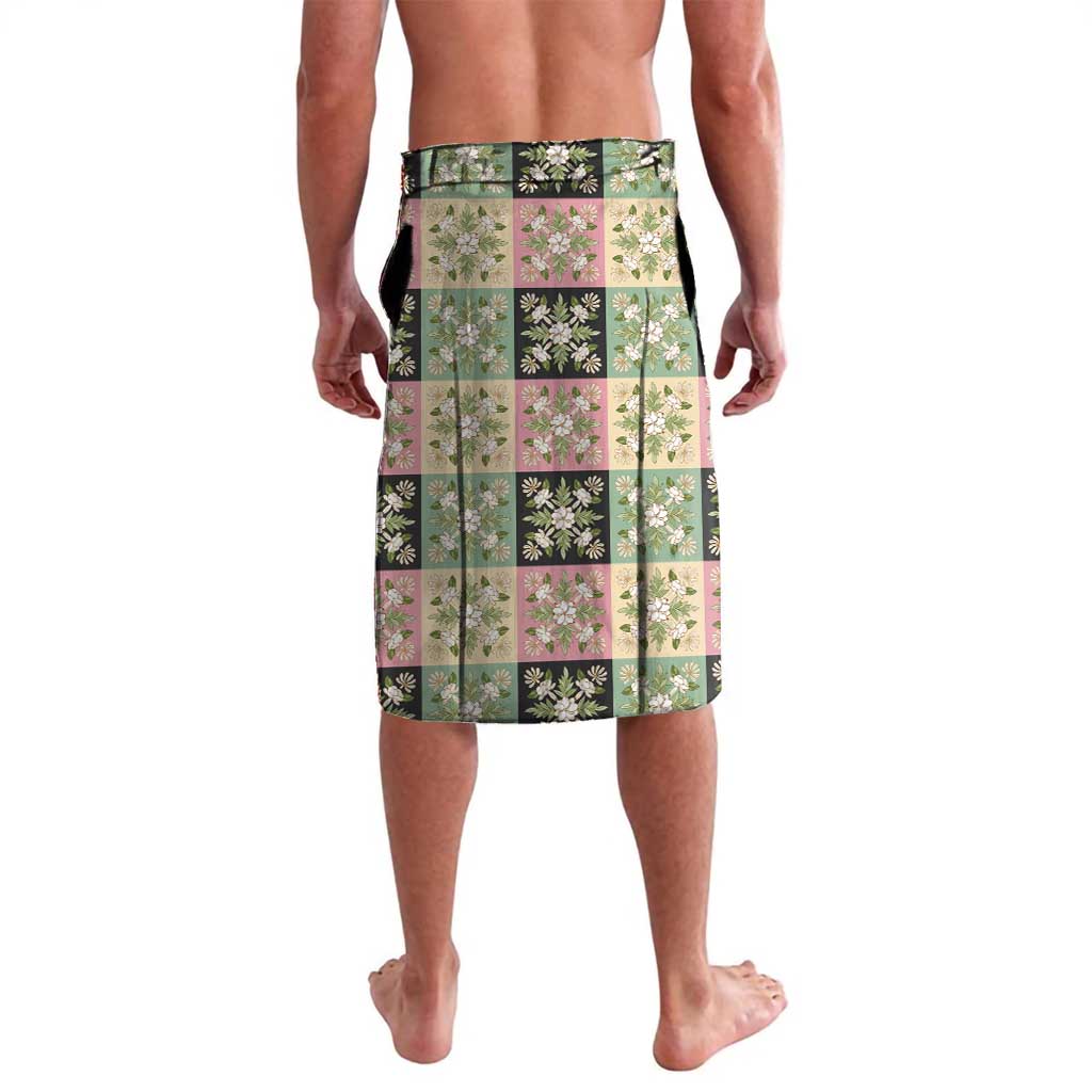 Seamless Pattern Maile and Pikake Lei Lavalava Squares Maile Leaf - Polynesian Pride