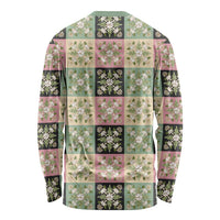 Seamless Pattern Maile and Pikake Lei Long Sleeve Shirt Squares Maile Leaf - Polynesian Pride