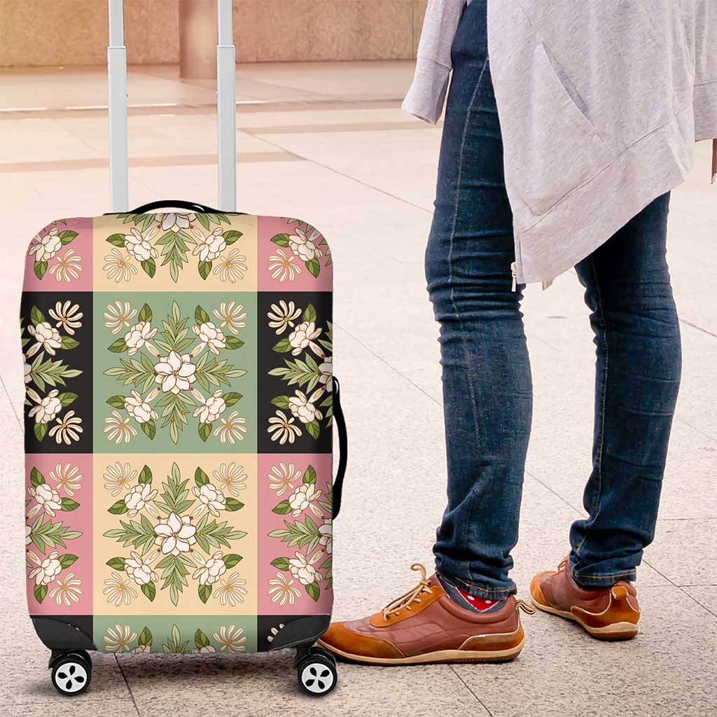 Seamless Pattern Maile and Pikake Lei Luggage Cover Squares Maile Leaf LT9 Green - Polynesian Pride