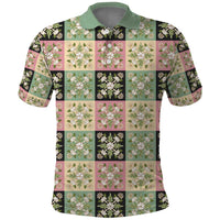 Seamless Pattern Maile and Pikake Lei Polo Shirt Squares Maile Leaf - Polynesian Pride