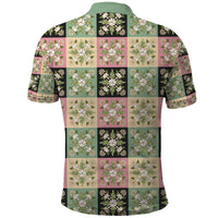 Seamless Pattern Maile and Pikake Lei Polo Shirt Squares Maile Leaf - Polynesian Pride