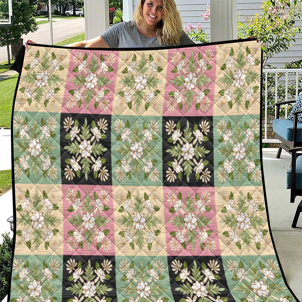 Seamless Pattern Maile and Pikake Lei Quilt Squares Maile Leaf - Polynesian Pride