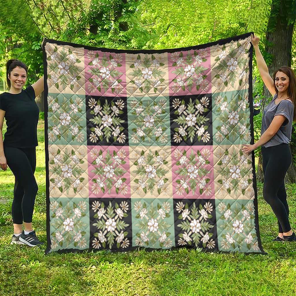 Seamless Pattern Maile and Pikake Lei Quilt Squares Maile Leaf - Polynesian Pride