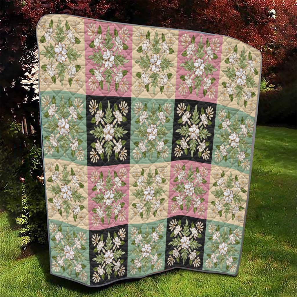 Seamless Pattern Maile and Pikake Lei Quilt Squares Maile Leaf - Polynesian Pride