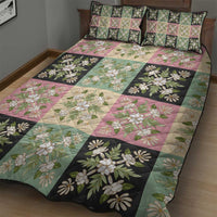 Seamless Pattern Maile and Pikake Lei Quilt Bed Set Squares Maile Leaf - Polynesian Pride