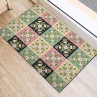 Seamless Pattern Maile and Pikake Lei Rubber Doormat Squares Maile Leaf - Polynesian Pride