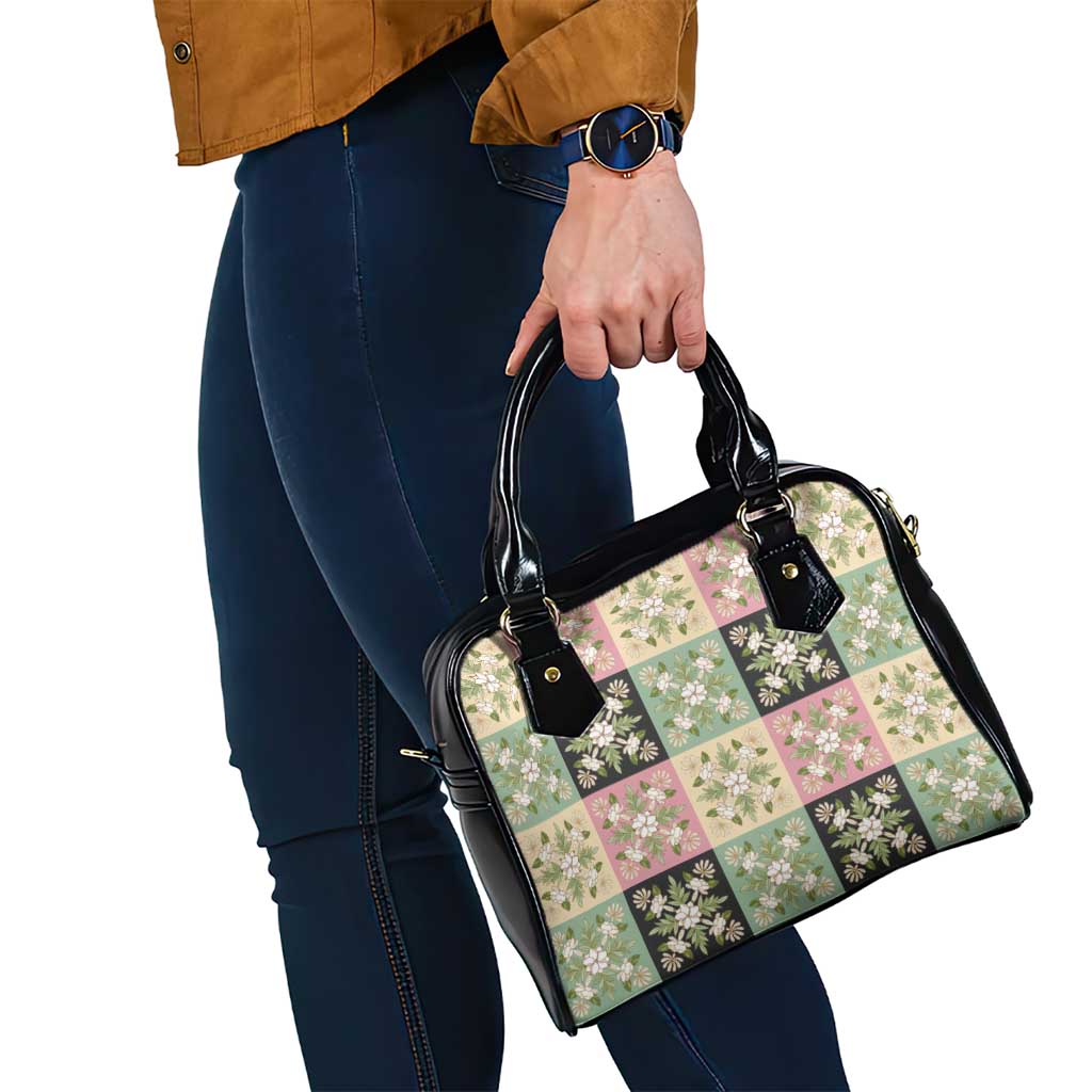 Seamless Pattern Maile and Pikake Lei Shoulder Handbag Squares Maile Leaf LT9 - Polynesian Pride