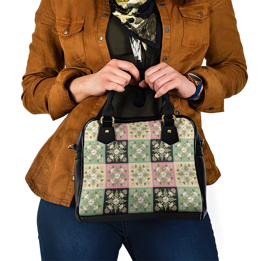 Seamless Pattern Maile and Pikake Lei Shoulder Handbag Squares Maile Leaf LT9 - Polynesian Pride