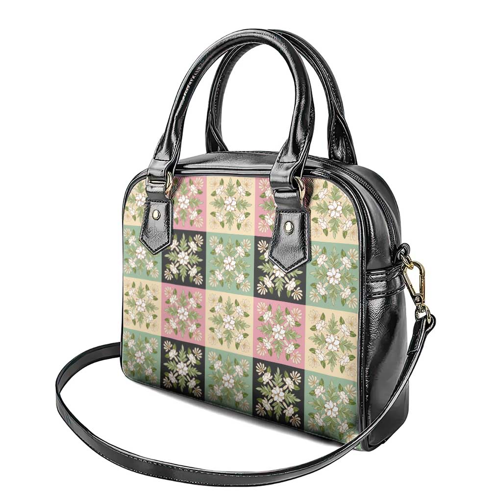 Seamless Pattern Maile and Pikake Lei Shoulder Handbag Squares Maile Leaf LT9 - Polynesian Pride