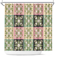 Seamless Pattern Maile and Pikake Lei Shower Curtain Squares Maile Leaf LT9 Green - Polynesian Pride