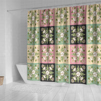Seamless Pattern Maile and Pikake Lei Shower Curtain Squares Maile Leaf LT9 - Polynesian Pride