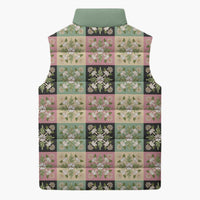 Seamless Pattern Maile and Pikake Lei Sleeveless Puffer Jacket Squares Maile Leaf LT9 - Polynesian Pride