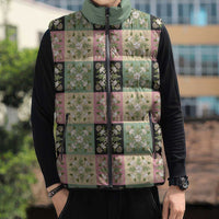 Seamless Pattern Maile and Pikake Lei Sleeveless Puffer Jacket Squares Maile Leaf LT9 - Polynesian Pride
