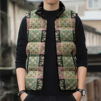 Seamless Pattern Maile and Pikake Lei Sleeveless Puffer Jacket Squares Maile Leaf LT9 - Polynesian Pride