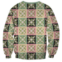 Seamless Pattern Maile and Pikake Lei Sweatshirt Squares Maile Leaf - Polynesian Pride