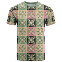 Seamless Pattern Maile and Pikake Lei T Shirt Squares Maile Leaf - Polynesian Pride
