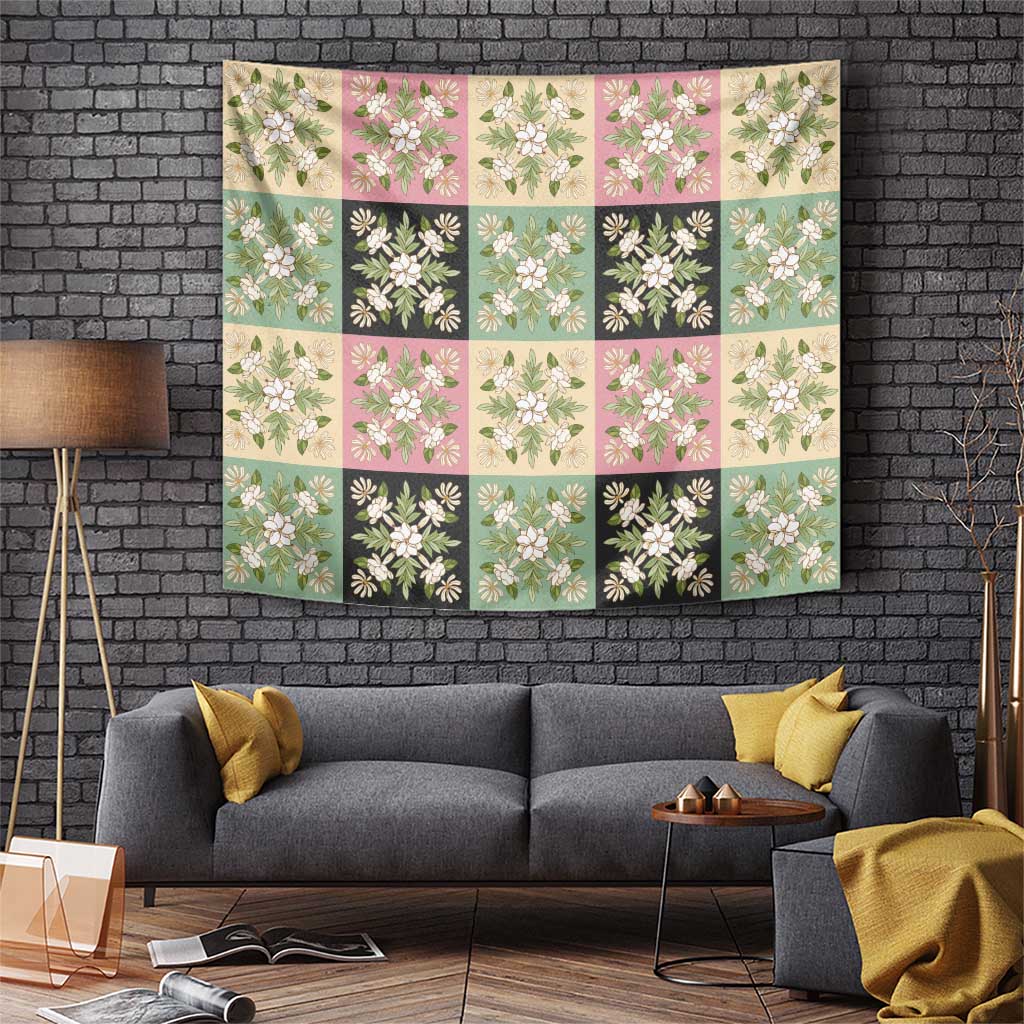 Seamless Pattern Maile and Pikake Lei Tapestry Squares Maile Leaf LT9 Green - Polynesian Pride
