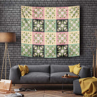 Seamless Pattern Maile and Pikake Lei Tapestry Squares Maile Leaf LT9 Green - Polynesian Pride
